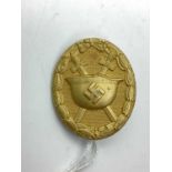 WWII Third Reich German Wound Badge Gold Grade, with manufacturer mark L/53 on reverse. Due to the