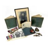 WWII RAF Fighter Command Air Crew Europe Star Medal and Log Book Grouping, plus cloth insignia,