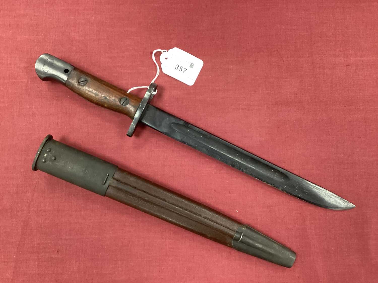 WWII Australian 1907 Pattern Short Bayonet, with various marks on blade including year '45',