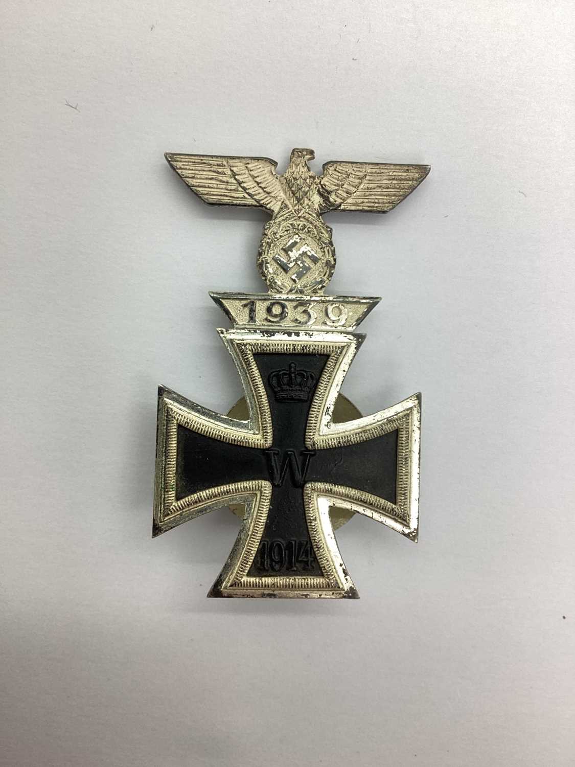 WWII Third Reich German 1914 First Class Iron Cross, with factory applied 1939 clasp, maker marks on