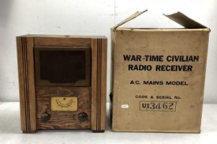 WWII War Time Civilian Valve Radio Receiver, with original box.