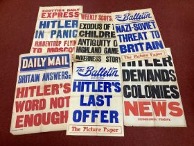 Selection of Mainly WWII Phoney War Period Newspaper Stand Fragile Posters/News Sheets, with