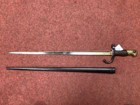 XIX Century French Model 1874 Gras Bayonet and Scabbard, bayonet manufacturer mark 'Mre d'armes de