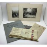 Scarce Selection of WWI Era Photographs and Copy of The Register of Aldershot Military Cemetery, all