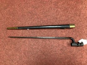 British Enfield Pattern 1853 Socket Bayonet and Scabbard, bayonet marked with manufacturer '