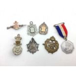 WWI Part Silver Royal Rifle Corps Sweeheart Brooch, with two Britsh Military badges, three watch