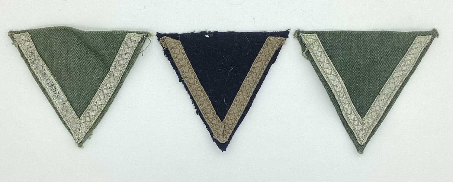 WW2 German Army Gefreiter chevrons (2) and SS Sturmann chevron (1). Due to the nature of these items