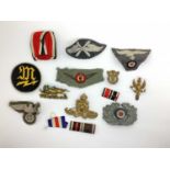 WWII German Lutfwatte Cloth Insignia, German Army Officer visor cap cockade/oak leaf wreath,