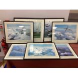 Aviation Framed Prints (9), of Spitfires, Hurricanes, Wellingtons, etc, after Robert Taylor