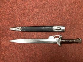 Second Boer War British Pattern 1888 Bayonet and Scabbard, bayonet manufacturer mark 'Sanderson,