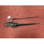 British Enfield Pattern 1853 Socket Bayonet, scabbard and leather frog both bayonet and scabbard