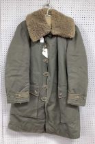 WWII Swedish Army M1909 Parka Field Coat - sheepskin lined with various ink stamps including year '