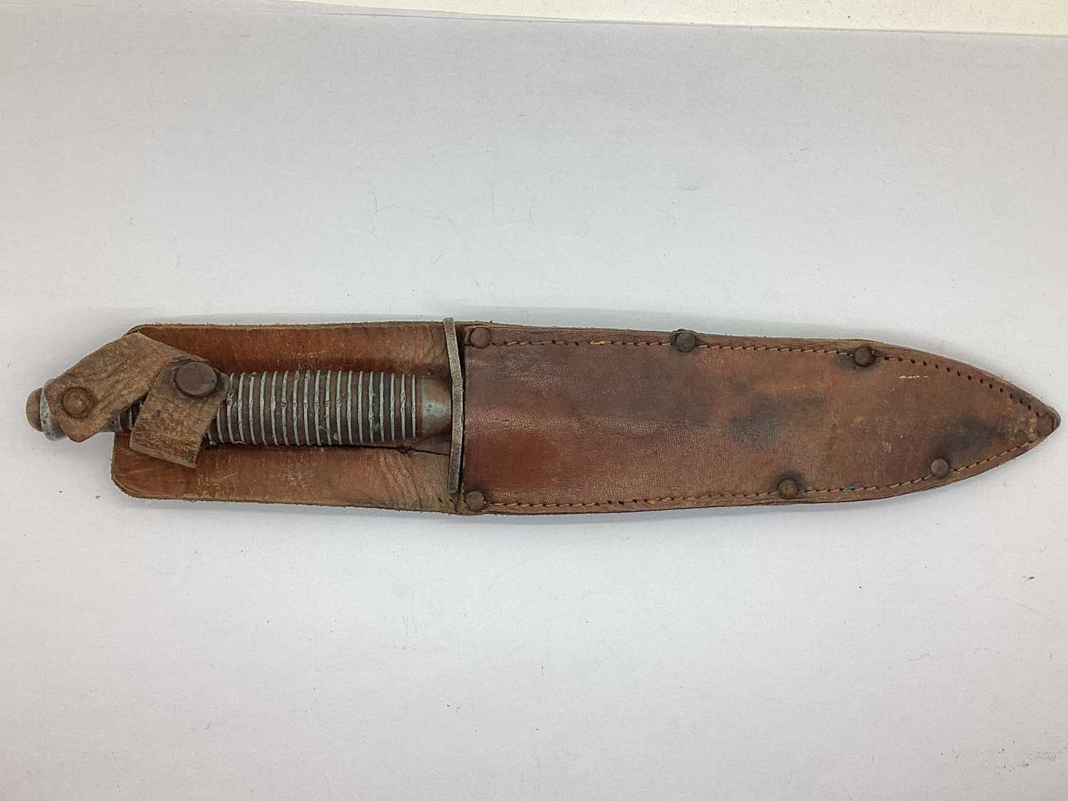 Fairbairn Sykes 3rd Pattern Fighting Knife with Non Standard Sheath, marked with number '4' on - Image 2 of 2