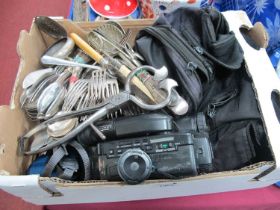 Cutlery, including Rodgers, Walker & Hall, B.S.L. Firth Stainless. Sony handycam and accessories.