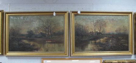 W.J Hardy, Broxbourne, Hants, oil on canvas, signed lower right, 49.5 x 75cm (repairs) and