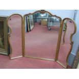 French Style Oak Folding Dressing Table Mirror, with bevelled mirrors; A French style oak chest of