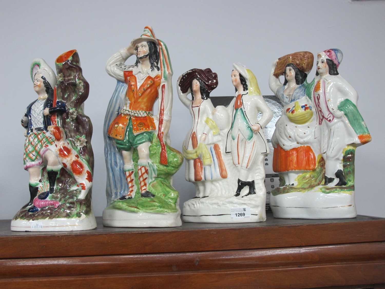 Staffordshire Pottery Figure Groups, the tallest 38cm (4).