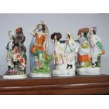 Staffordshire Pottery Figure Groups, the tallest 38cm (4).