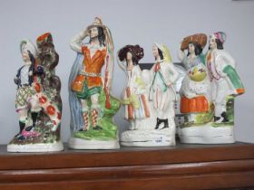 Staffordshire Pottery Figure Groups, the tallest 38cm (4).
