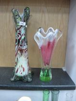 Murano Style Vase, with a wavy rim, 48cm high; together with one other vase. (2) Both vases