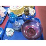 Alum Bay Iridescent Glass Scent Bottle and Stopper, Ashleigh & Burwood fragrance lamp, pink tinted