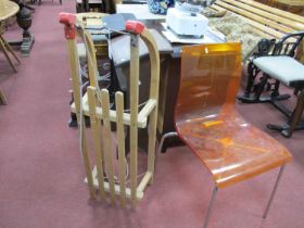 Orange Perspex Chair, on chrome legs, Gloco sledge (2)