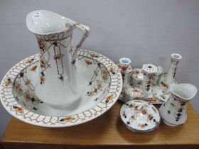 Carina Ware Wash Jug (cracked) Bowl, trinket set. (damages)