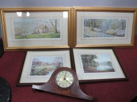 Four John Wood Limited Edition Colour Prints , Edwardian cased mantle clock.