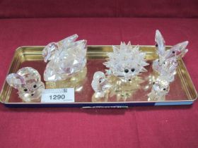 Swarovski Butterfly, Hedgehog, Swan, Duck, Squirrel, damaged mouse.