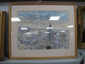 Attributed to Tim Rose (Sheffield Artist), Westward from St Paul's (London), watercolour, details