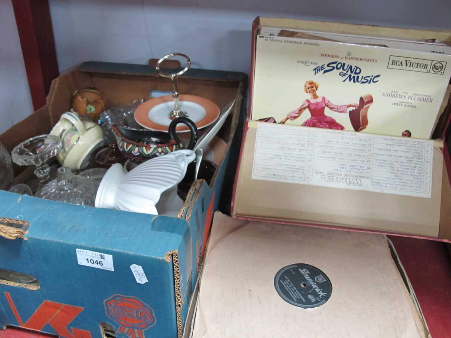 78rpm Records, including Paul Robeson Guy Mitchell, Crosby and Sinatra. Ceramics and glassware