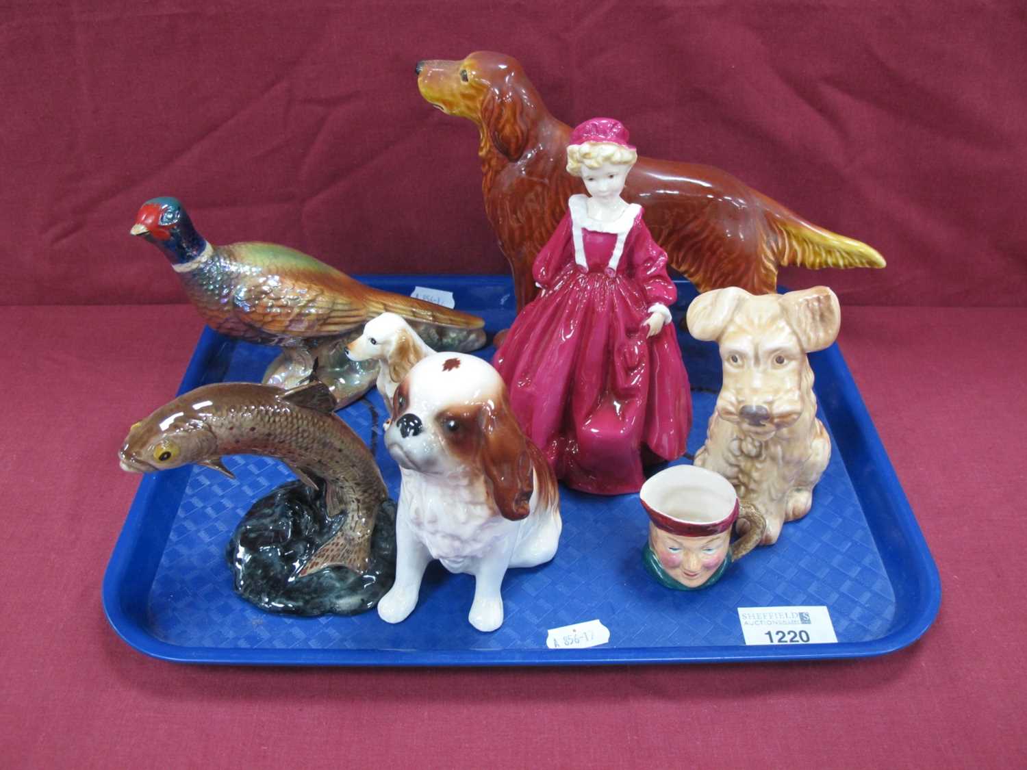Beswick Trout, impressed No 1390, 10cm high, Sylvac dogs, Royal Worcester figurine 'Grandmothers