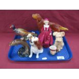 Beswick Trout, impressed No 1390, 10cm high, Sylvac dogs, Royal Worcester figurine 'Grandmothers