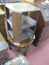 1920's Walnut Coffe Table, with a circular top, with undershelf; together with an oak two tier