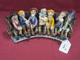 Will Young, Devon, Figural Group of Seven on Bench, featuring Widecombe Fair Characters,
