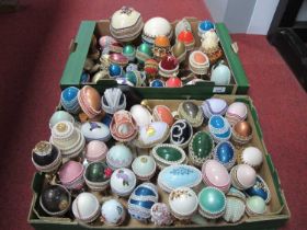 Model Trinket Boxes of Ovoid Form, varying sizes and bases, the largest 21cm, approximately