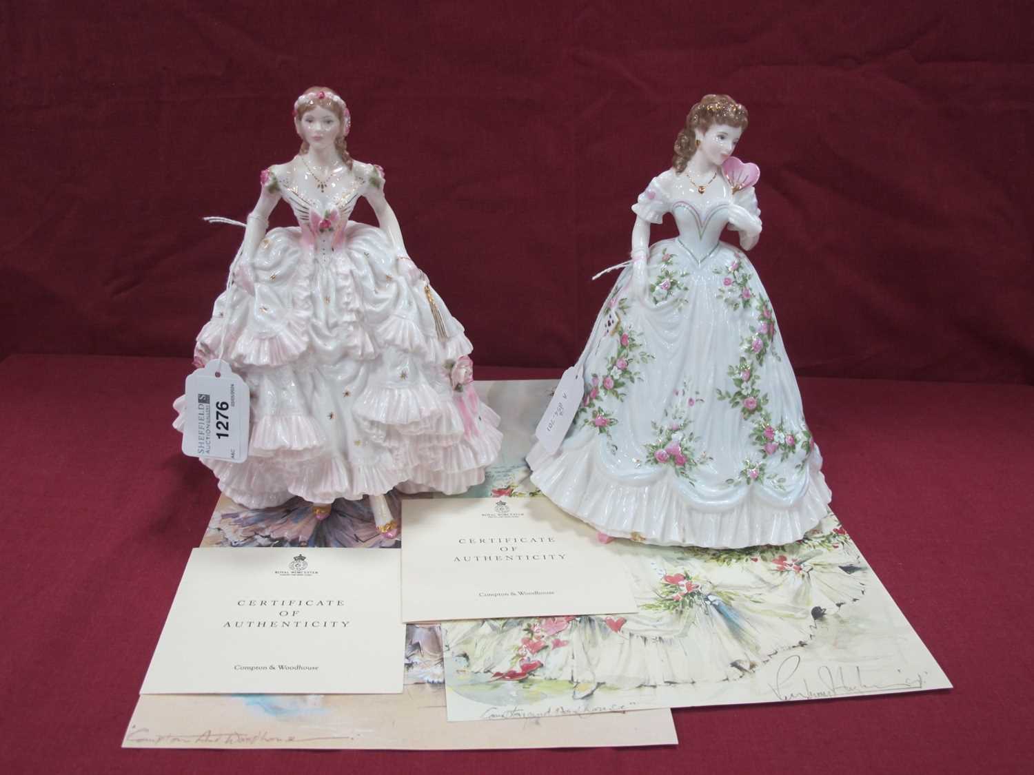 Royal Worcester Figurines 'Royal Debut' and 'Queen of Hearts', each limited edition of 12,500 for