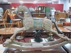 XIX Century Style Painted Distressed Looking Rocking Horse, 92cm high x 137cm wide.