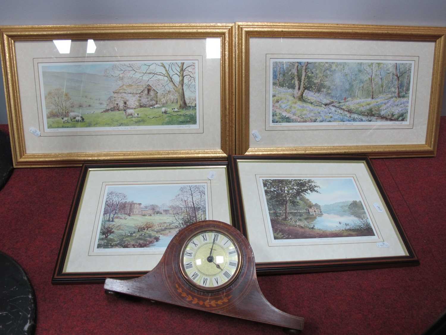 Four John Wood Limited Edition Colour Prints , Edwardian cased mantle clock. - Image 2 of 2