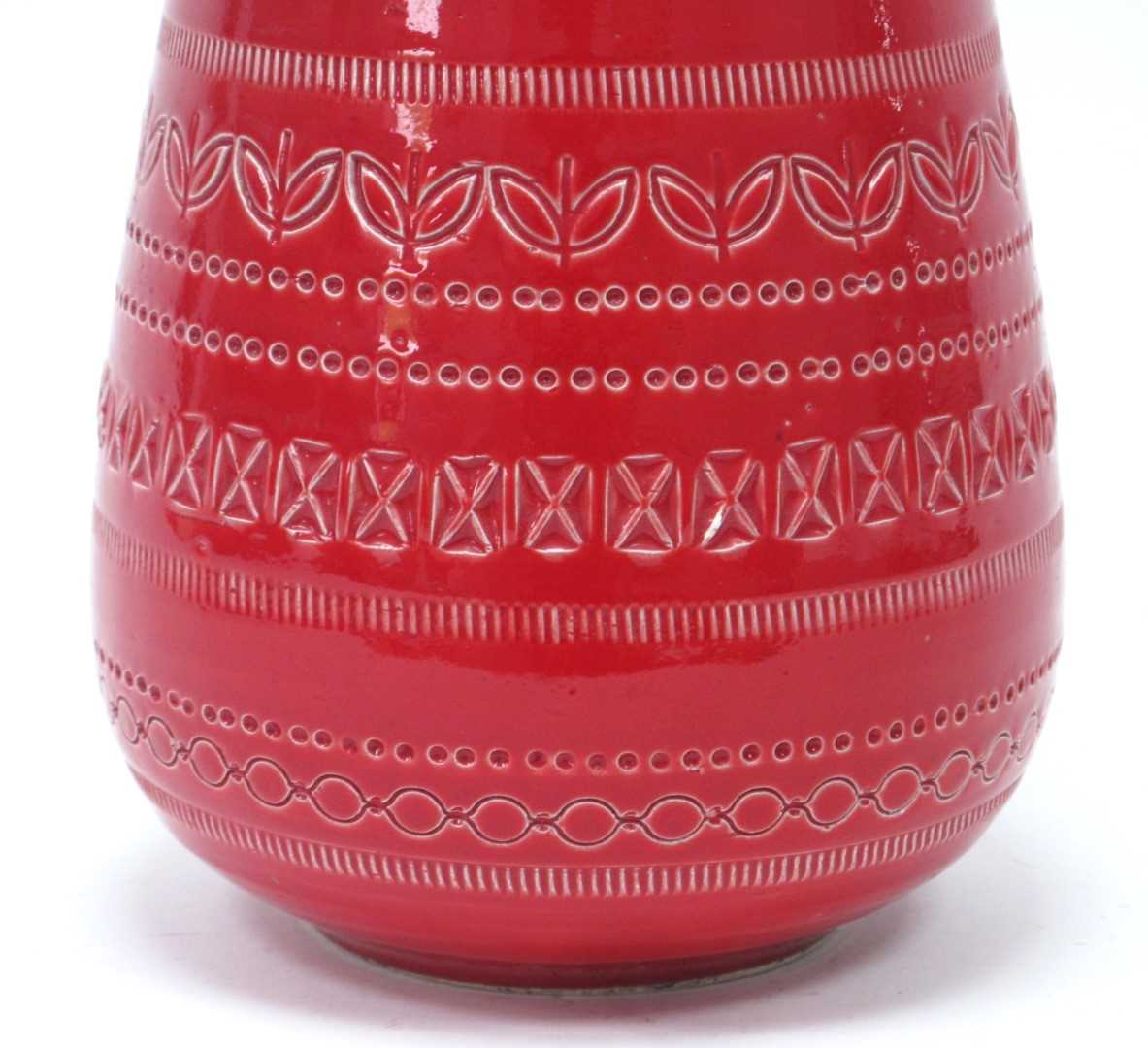 Aldo Londi for Bitossi Rimini Red Italian conical Vase, with incised decoration (impressed mark on - Image 3 of 3