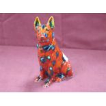 Anita Harris Multicoloured Model of a German Shepherd Dog, gold signed, 13cm high.