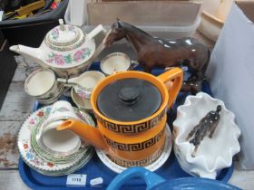 Minton 'Haddon Hall' Bowl, Portmeirion 'Greek Key' teapot, Myott 'Indian Tree' coffee set, two