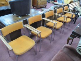 Antocks Lairn, A Set of Five Vintage Office Elbow Chairs, on chrome frames, with moulded mark.