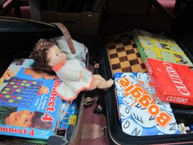 Vintage Games, Cluedo, Connect 4, Chess Set, etc:- Two Suitcases.