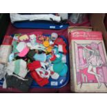 Sindy Dolls Clothing, Shoes table ware, ottoman etc:- One Tray, Sindy's own wardrobe