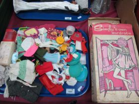 Sindy Dolls Clothing, Shoes table ware, ottoman etc:- One Tray, Sindy's own wardrobe