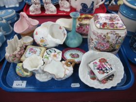 Masons 'Brocade' Tea Jar and Cover, Worcester shell posy bowl, Dresden, Poole 'Ophelia' shell posy