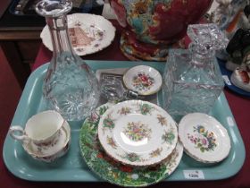 Whiskey and Other Decanters. Royal Albert, Wedgwood, Duchess ceramics:- One Tray.