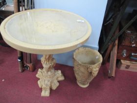 Resin Vase and Display Table, with elephant heads. (2)