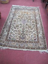 Middle Eastern Silk Rug, profusely decorated with birds and foliage on cream ground 166 x 106cm. A